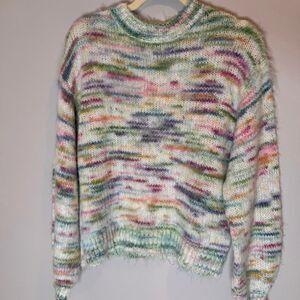 Vylette - Multicolor fuzzy knit sweater.